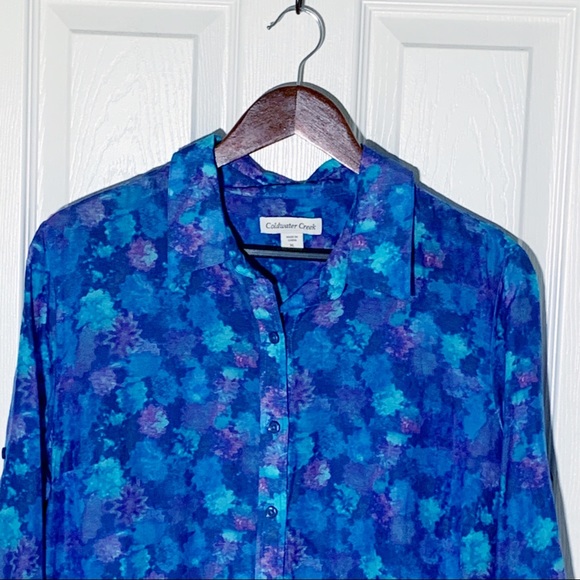 Watercolor Blue Long Sleeve Button Down Sz XL / 16 - Picture 3 of 7